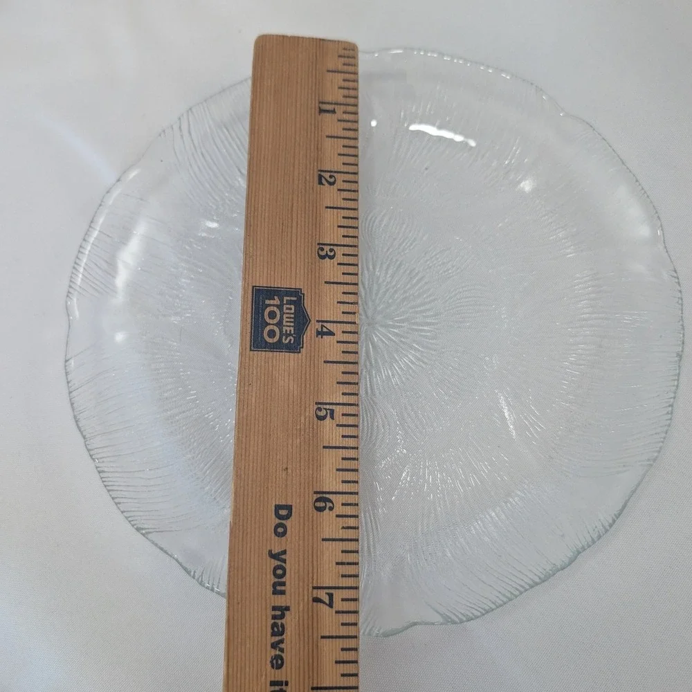 Arcoroc France Fleur Glass Salad Dessert Plates Set of 5 Clear Floral 7.5 Inch